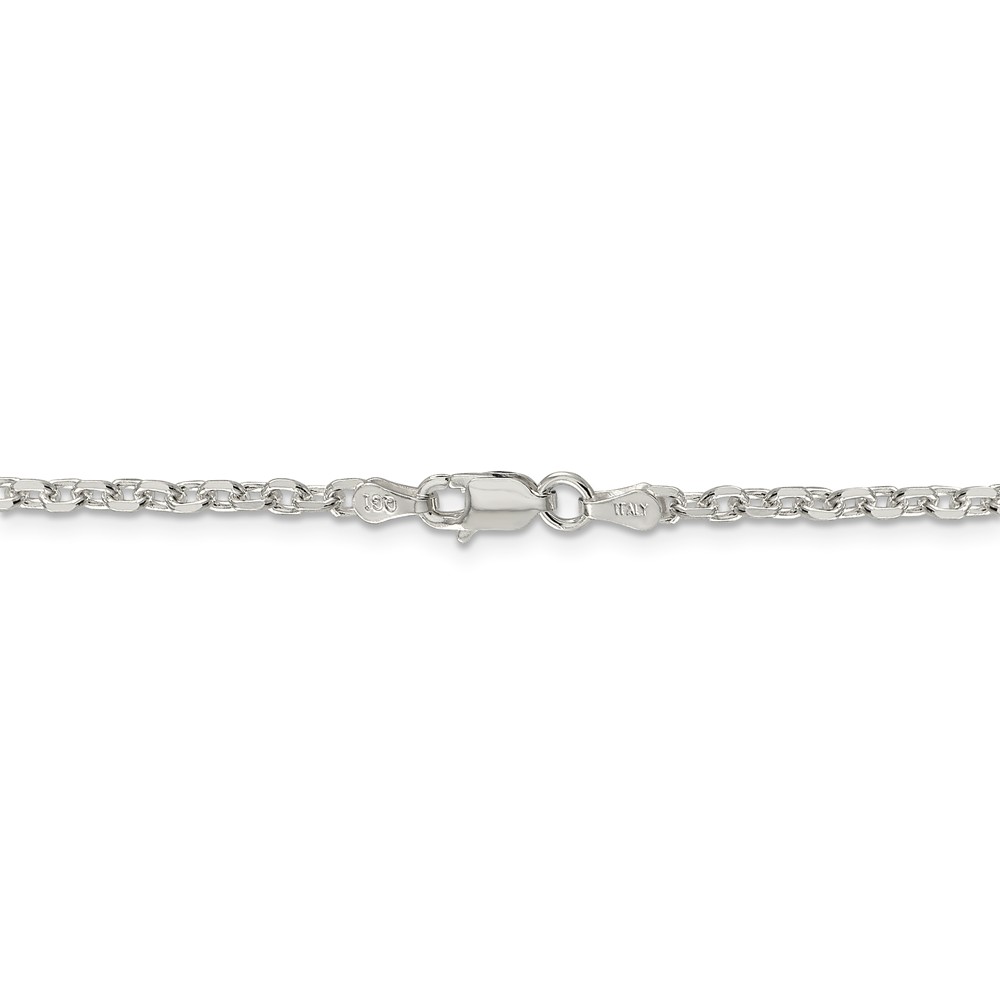 with Secure Lobster Lock Clasp Solid 925 Sterling Silver 2.75mm Beveled Oval Cable Chain Necklace 